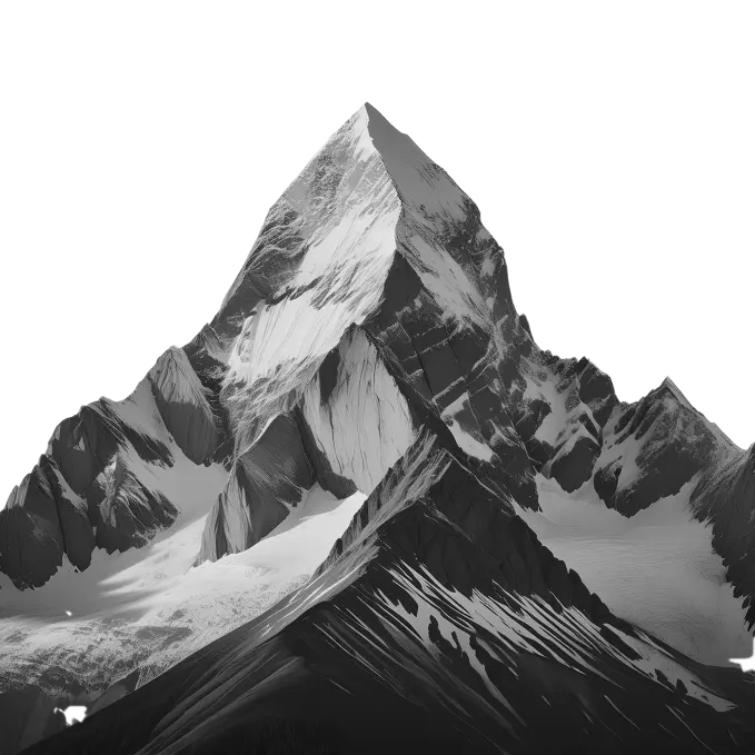 A black and white mountain peak